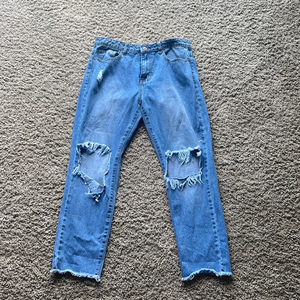 Denim knee ripped jeans